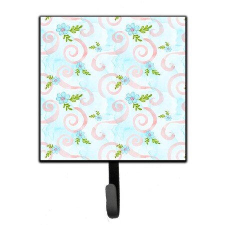 Jensendistributionservices Watercolor Blue Flowers & Swirls Leash or Key Holder, 4.25 x 1 x 7 in. MI1717056